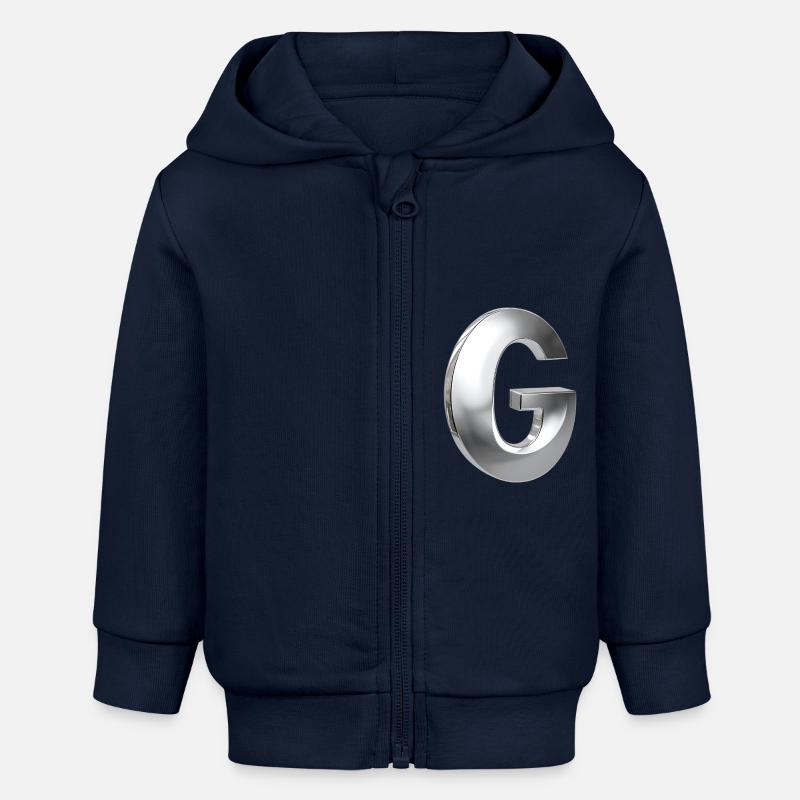 Chrome ,, G " Métallisé - Veste à capuche bébé bio Stanley/Stella - bleu marine