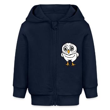 Eule Vogel Uhu Nachtvogel Schleiereule Kauz Comic - Baby Organic Kapuzenjacke Baby Connector von Stanley/Stella - Navy - Vorne