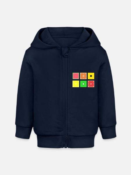 DIGITAL FRUITS - Pixel Frucht - Baby Organic Kapuzenjacke Baby Connector von Stanley/Stella - Navy