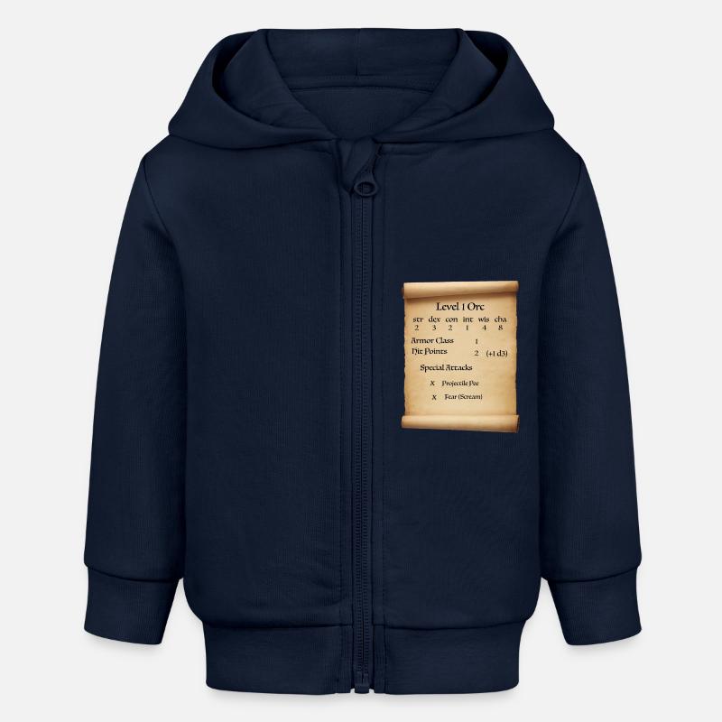 Niveau 1 Orc - Veste à capuche bébé bio Stanley/Stella - bleu marine