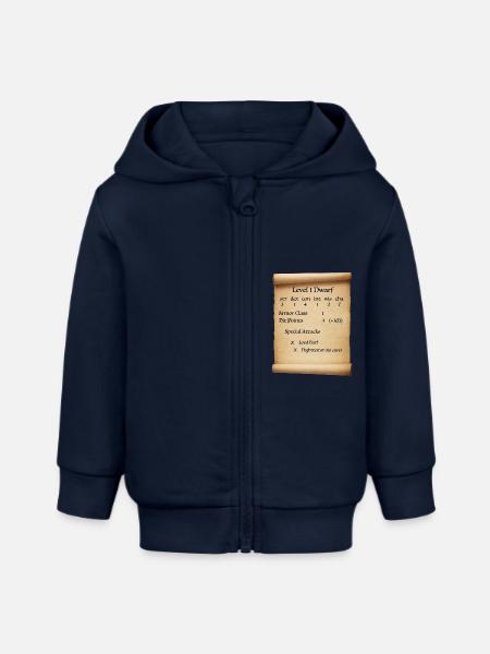 Level 1 Dwarf - Baby Organic Zip-up Hoodie by Stanley/Stella - navy