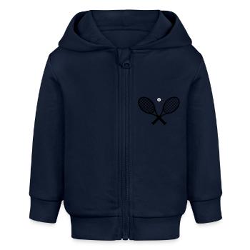 Tennisschläger und Tennisball - Baby Organic Kapuzenjacke Baby Connector von Stanley/Stella - Navy - Vorne