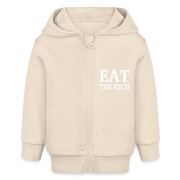 EAT THE RICH - Baby Organic Kapuzenjacke Baby Connector von Stanley/Stella - Natur - Vorne