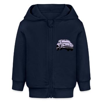 Rallye, Rallyeauto, Rennauto - Baby Organic Kapuzenjacke Baby Connector von Stanley/Stella - Navy - Vorne