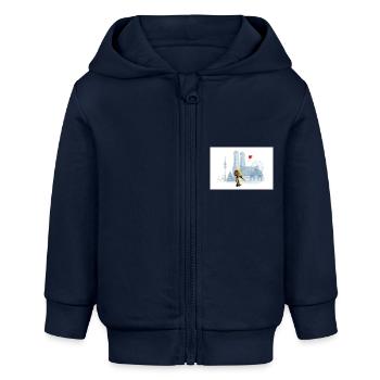 Münchner Kindl avec Munich Skyline - Veste à capuche bébé bio Stanley/Stella - bleu marine - Devant