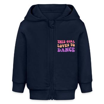 Cette fille aime danser I - Veste à capuche bébé bio Stanley/Stella - bleu marine - Devant