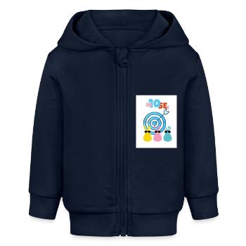 Abattu à 10. Intense et précis. - Veste à capuche bébé bio Stanley/Stella - bleu marine - Devant
