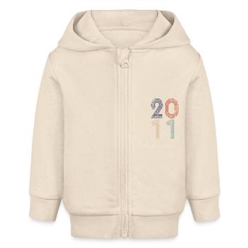 13e anniversaire 2011 - idée cadeau rétro Vintage - Veste à capuche bébé bio Stanley/Stella - écru doux - Devant