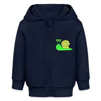 schnecke funny - Baby Organic Kapuzenjacke Baby Connector von Stanley/Stella - Navy - Vorne