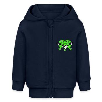 Frösche Gitarre Band Süße Zwei Frosch Freunde Team - Baby Organic Kapuzenjacke Baby Connector von Stanley/Stella - Navy - Vorne
