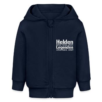 helden leben - Baby Organic Kapuzenjacke Baby Connector von Stanley/Stella - Navy - Vorne