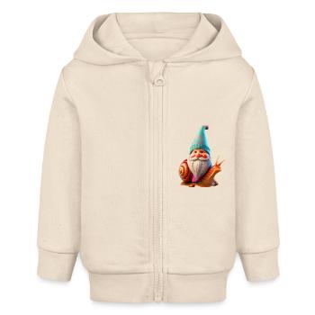Gartenzwerg Schneckenreiter - Baby Organic Kapuzenjacke Baby Connector von Stanley/Stella - Natur - Vorne