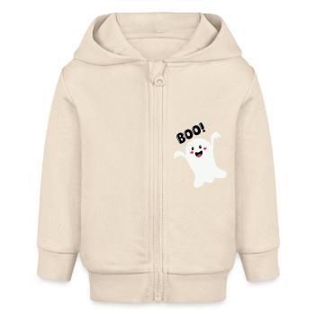 Fantôme 01 - Veste à capuche bébé bio Stanley/Stella - écru doux - Devant