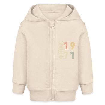 53 Years Birthday Gift - 1971 - Baby Organic Zip-up Hoodie by Stanley/Stella - soft Ecru - Front