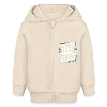 Technical Support Computer - Baby Organic Zip-up Hoodie by Stanley/Stella - soft Ecru - Front