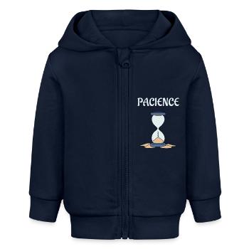 Sablier pacience - Veste à capuche bébé bio Stanley/Stella - bleu marine - Devant