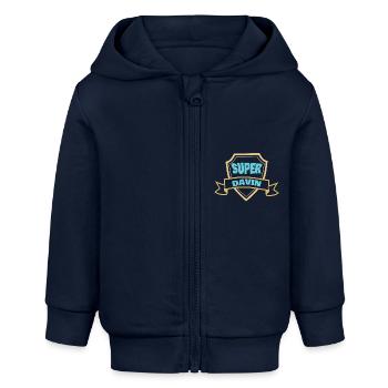Geschenk für Davin - Baby Organic Kapuzenjacke Baby Connector von Stanley/Stella - Navy - Vorne