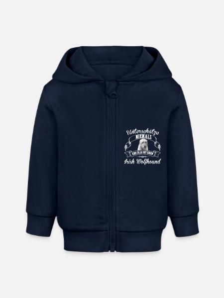 Irish Wolfhound - Baby Organic Kapuzenjacke Baby Connector von Stanley/Stella - Navy