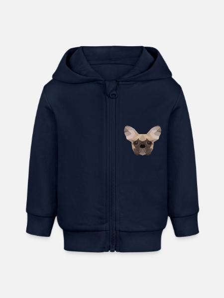 French Bulldog Low Poly - Baby Organic Kapuzenjacke Baby Connector von Stanley/Stella - Navy