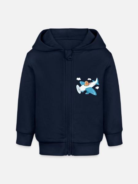 Boo und Flugzeug oo-Serie - Baby Organic Kapuzenjacke Baby Connector von Stanley/Stella - Navy