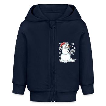 Schneemann lustig - Baby Organic Kapuzenjacke Baby Connector von Stanley/Stella - Navy - Vorne
