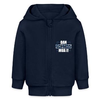 Bayern Bayrischer Dialekt Bayrisch Geschenk - Baby Organic Kapuzenjacke Baby Connector von Stanley/Stella - Navy - Vorne