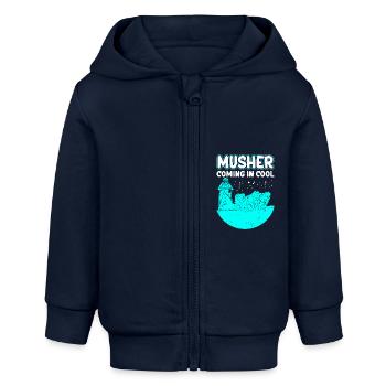 Mushing Sled Dogs Dog Sled Gift - Baby Organic Zip-up Hoodie by Stanley/Stella - navy - Front