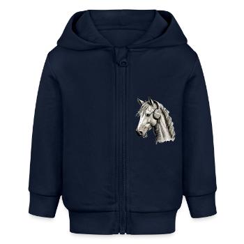 Cork, das audiophile Pferd - Baby Organic Kapuzenjacke Baby Connector von Stanley/Stella - Navy - Vorne