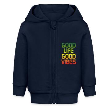 Reggae Musik Rastafari Jamaika - Baby Organic Kapuzenjacke Baby Connector von Stanley/Stella - Navy - Vorne