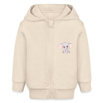 Süßer kleiner Elefant - Baby Organic Kapuzenjacke Baby Connector von Stanley/Stella - Natur - Vorne