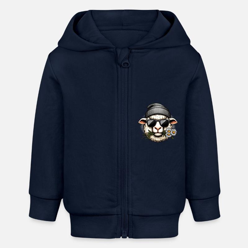 Mouton Lunettes de soleil drôles Beanie Daisy - Veste à capuche bébé bio Stanley/Stella - bleu marine