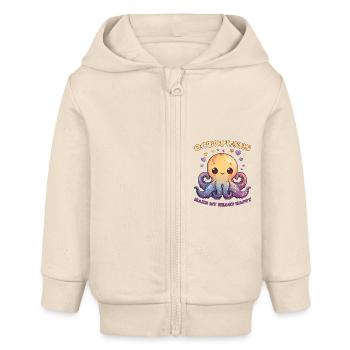 Lustiges Kraken Kopffüßer Tintenfisch Geschenk - Baby Organic Kapuzenjacke Baby Connector von Stanley/Stella - Natur - Vorne