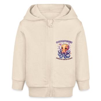 Lustiges Kraken Kopffüßer Tintenfisch Geschenk - Baby Organic Kapuzenjacke Baby Connector von Stanley/Stella - Natur - Vorne