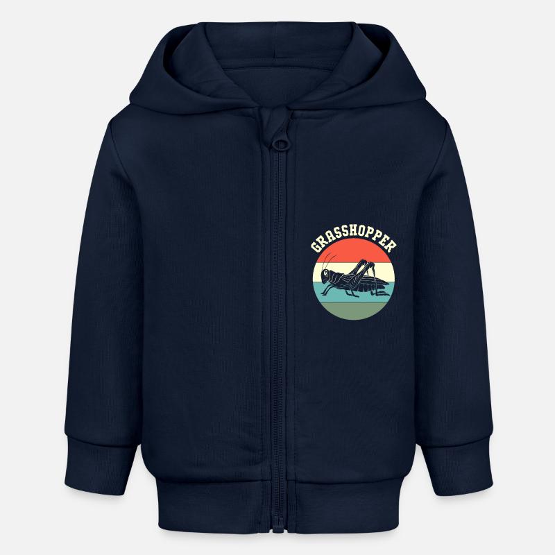 Sauterelle - Veste à capuche bébé bio Stanley/Stella - bleu marine