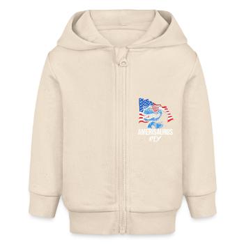 4 juillet Couleurs nationales Fête nationale des États-Unis - Veste à capuche bébé bio Stanley/Stella - écru doux - Devant