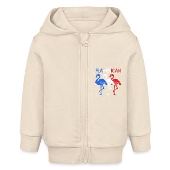 Vierter Juli Nationalfarben Nationalfeiertag USA - Baby Organic Kapuzenjacke Baby Connector von Stanley/Stella - Natur - Vorne