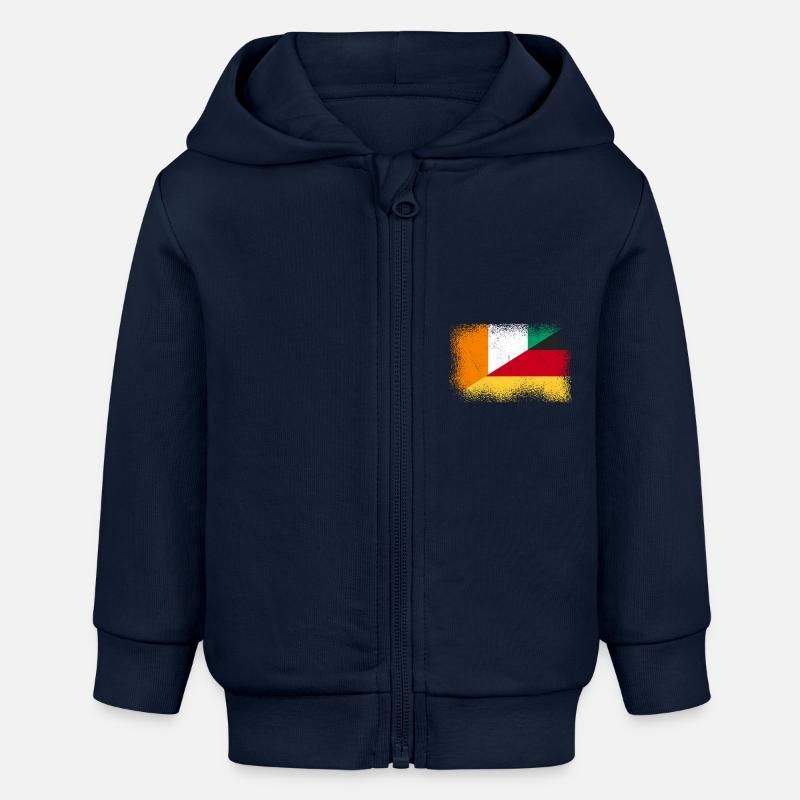 Côte d’Ivoire Allemagne - Veste à capuche bébé bio Stanley/Stella - bleu marine