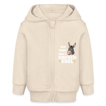 Esel Eselchen Maultier Muli - Baby Organic Kapuzenjacke Baby Connector von Stanley/Stella - Natur - Vorne