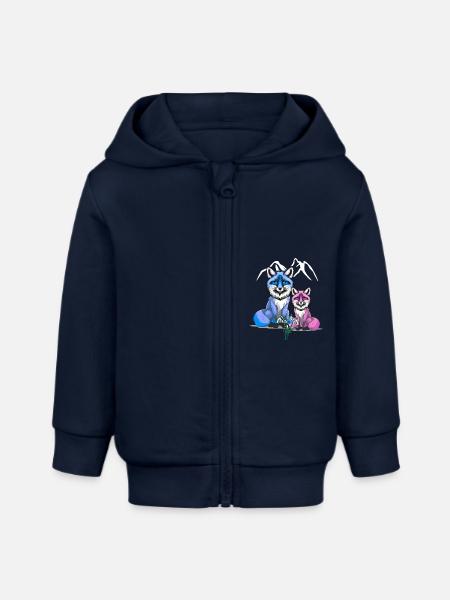 Fuchs Füchse Kind Kinder - Baby Organic Kapuzenjacke Baby Connector von Stanley/Stella - Navy