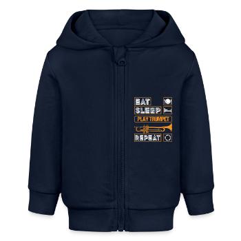 Coole Trompetenkunst Silhouette Lustiger Messing Slogan - Baby Organic Kapuzenjacke Baby Connector von Stanley/Stella - Navy - Vorne