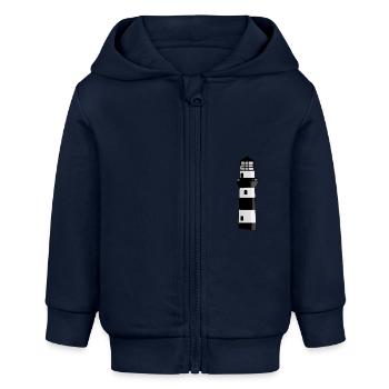 Grauer Leuchtturm - Baby Organic Kapuzenjacke Baby Connector von Stanley/Stella - Navy - Vorne