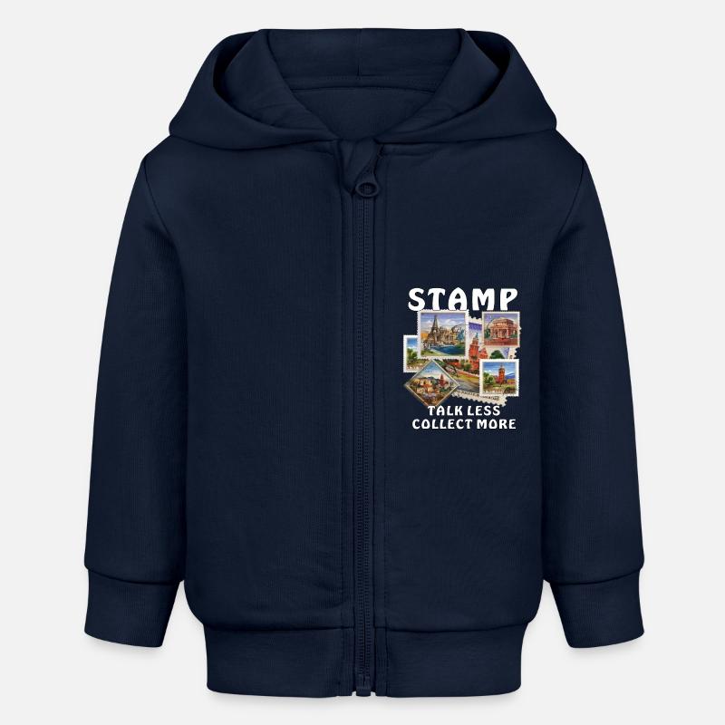 TIMBRE PARLER MOINS COLLECTIONNER PLUS - Veste à capuche bébé bio Stanley/Stella - bleu marine