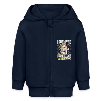 Hochzeit für Geschwister Hochzeitsparty Heiraten - Baby Organic Kapuzenjacke Baby Connector von Stanley/Stella - Navy - Vorne