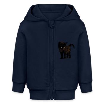 brown cat pet graphic design animal art - Baby Organic Kapuzenjacke Baby Connector von Stanley/Stella - Navy - Vorne