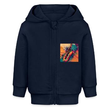 Saxophon - Baby Organic Kapuzenjacke Baby Connector von Stanley/Stella - Navy - Vorne