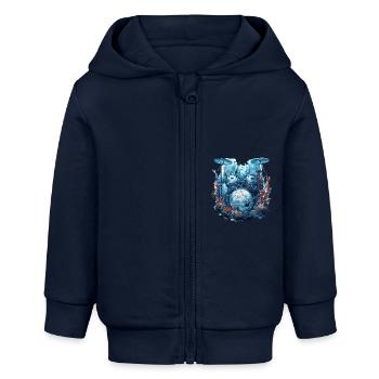 Fisch Trommeln - Baby Organic Kapuzenjacke Baby Connector von Stanley/Stella - Navy - Vorne