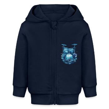 Fisch Trommeln - Baby Organic Kapuzenjacke Baby Connector von Stanley/Stella - Navy - Vorne