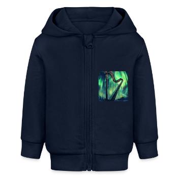 Harfe - Baby Organic Kapuzenjacke Baby Connector von Stanley/Stella - Navy - Vorne