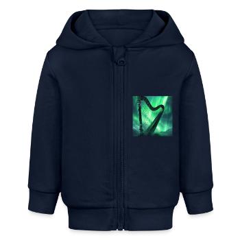 Harfe - Baby Organic Kapuzenjacke Baby Connector von Stanley/Stella - Navy - Vorne