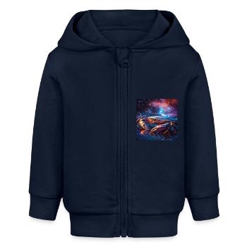 Krabbe - Baby Organic Kapuzenjacke Baby Connector von Stanley/Stella - Navy - Vorne